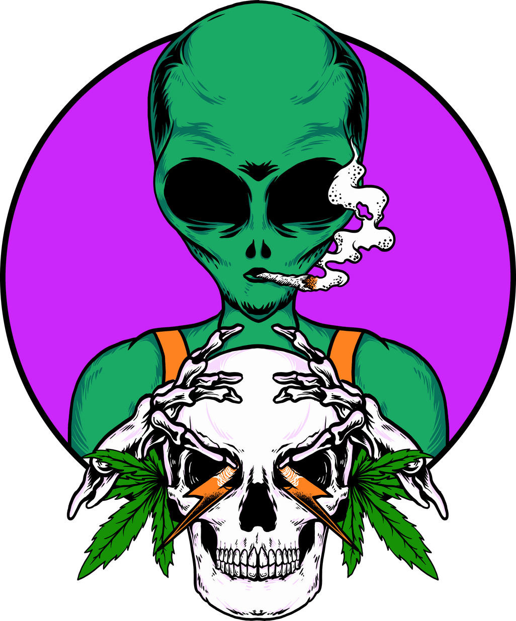 Alien Smoking Weed Illustration 